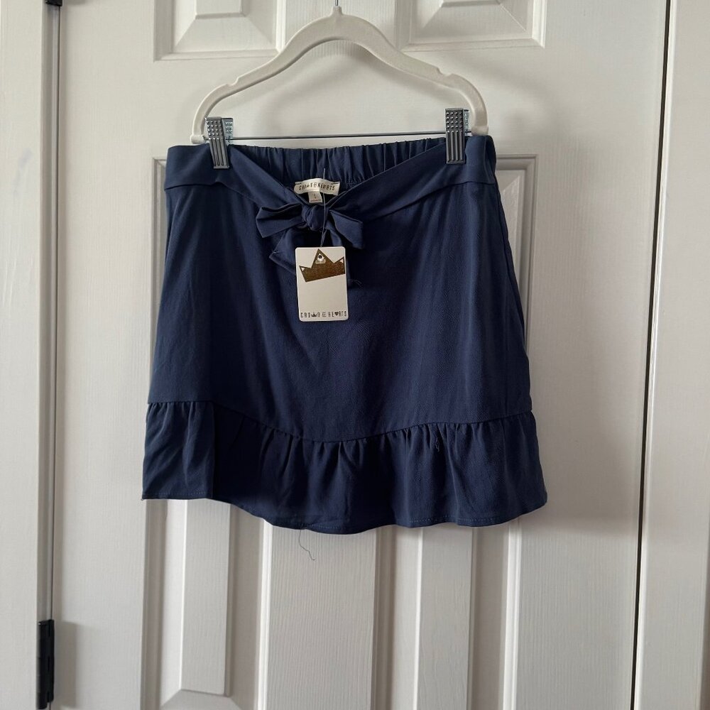 New Crown of Hearts Girls Blue Back Elastic Waist Skirt Size L Large